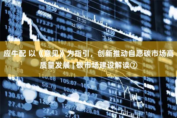应牛配 以《意见》为指引，创新推动自愿碳市场高质量发展 | 碳市场建设解读⑦