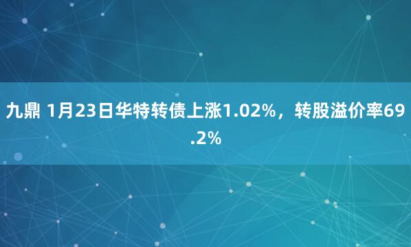 九鼎 1月23日华特转债上涨1.02%，转股溢价率69.2%